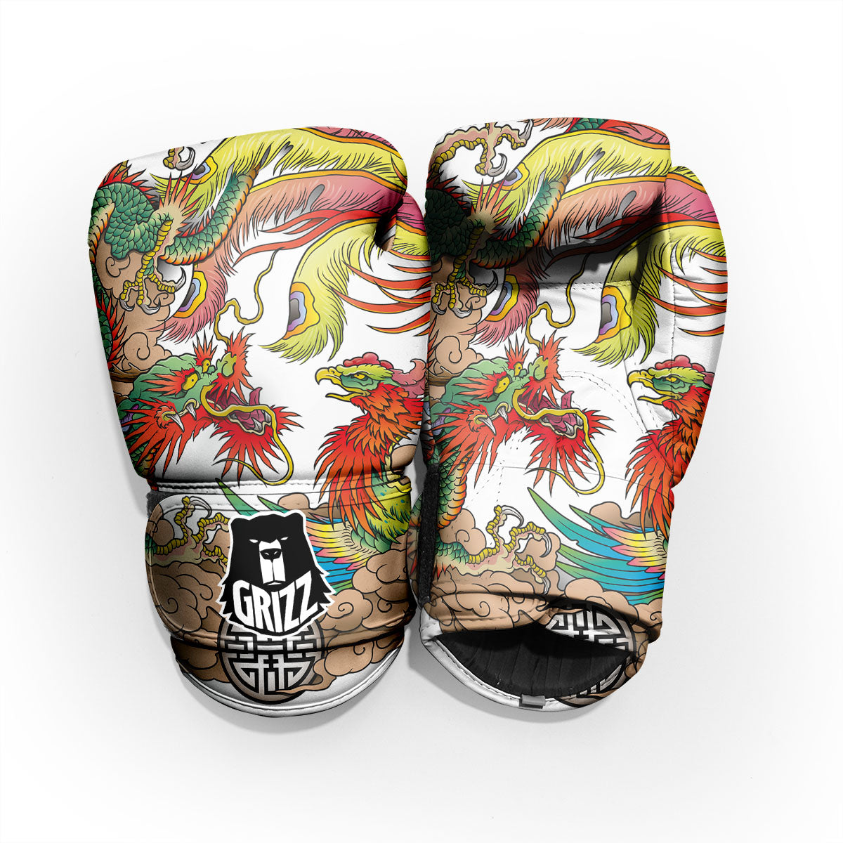 Phoenix And Dragon Japanese Tattoo Print Pro Boxing Glove