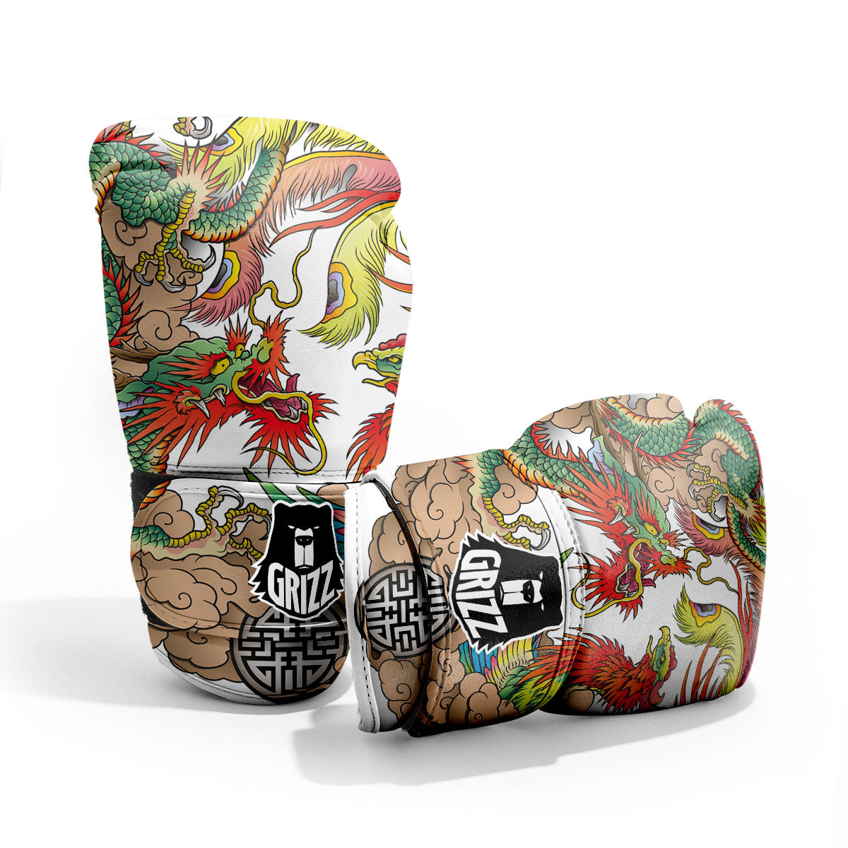 Phoenix And Dragon Japanese Tattoo Print Pro Boxing Glove