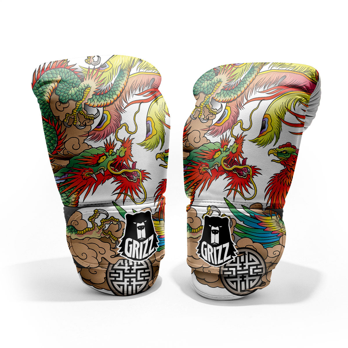 Phoenix And Dragon Japanese Tattoo Print Pro Boxing Glove