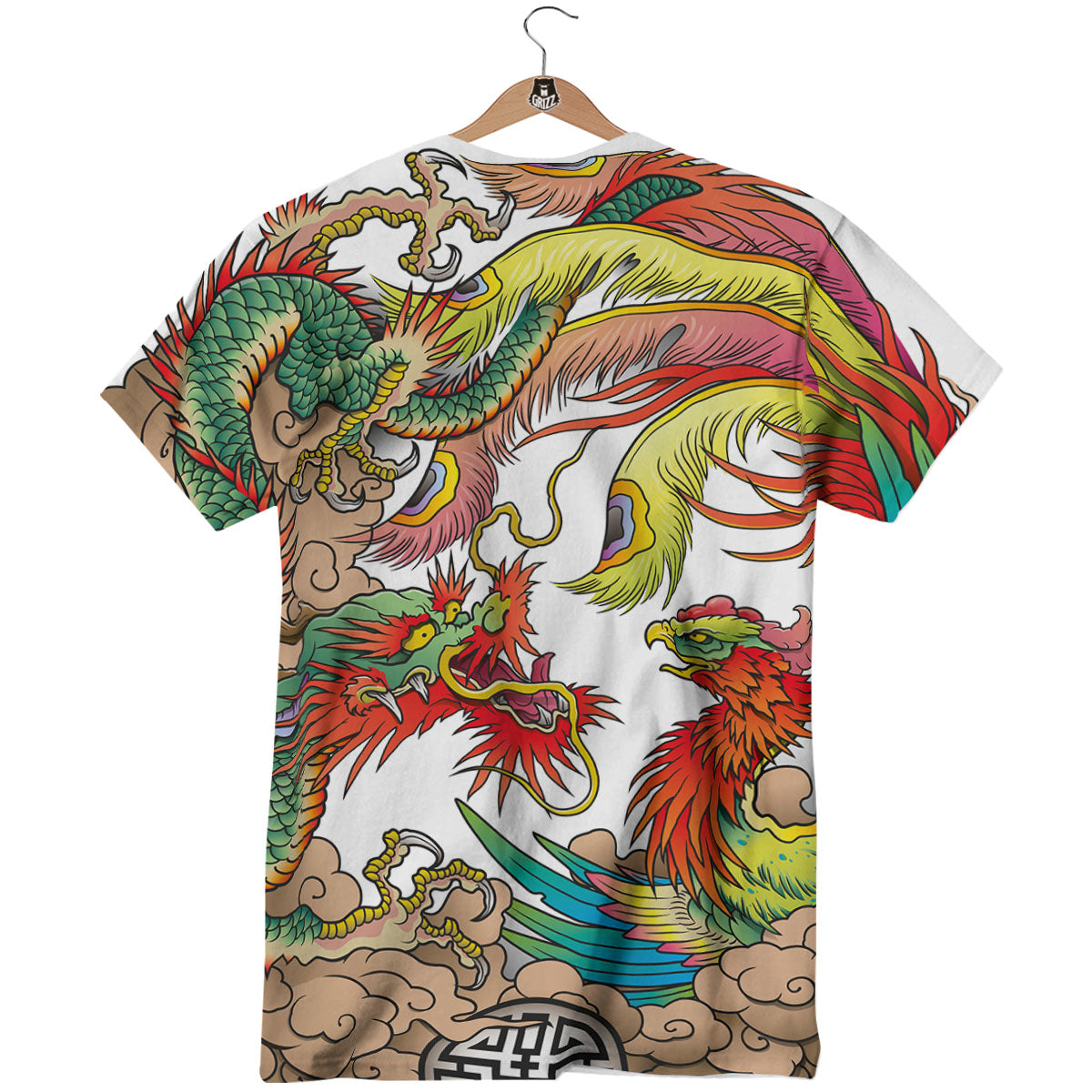 Phoenix And Dragon Japanese Tattoo Print T-Shirt-grizzshop