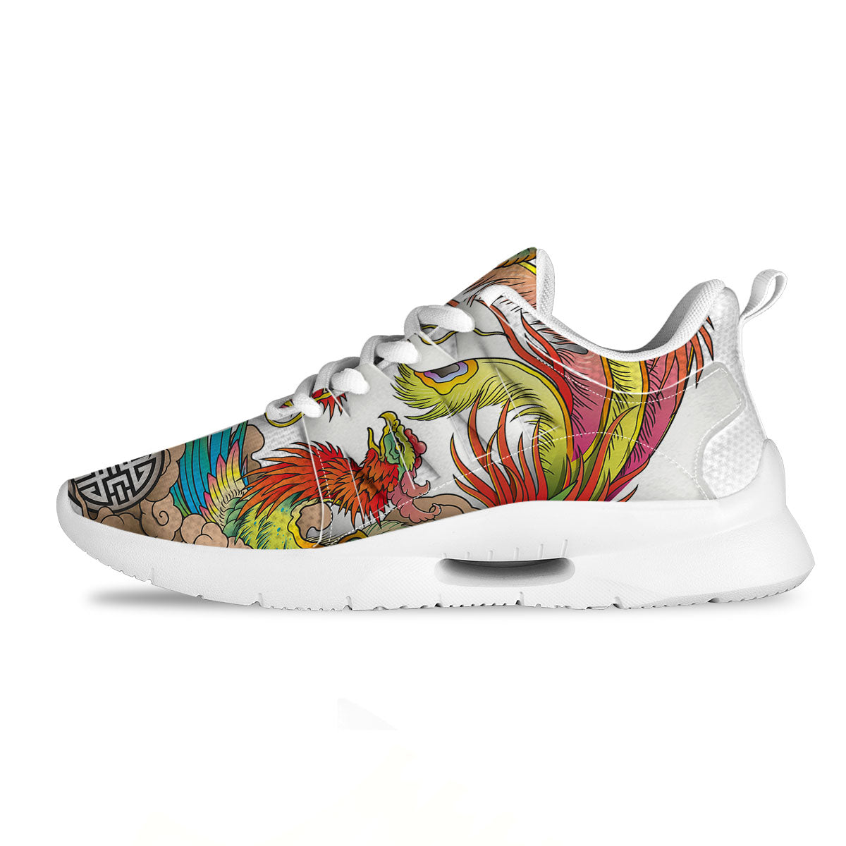 Phoenix And Dragon Japanese Tattoo Print Tennis Shoes-grizzshop