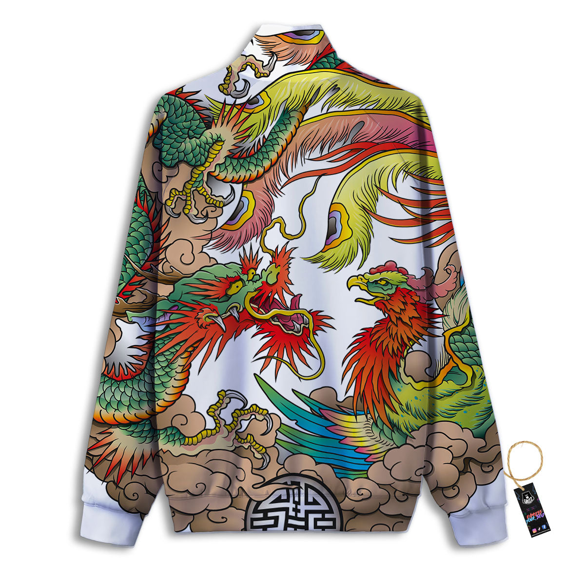 Phoenix And Dragon Japanese Tattoo Print Track Jacket-grizzshop