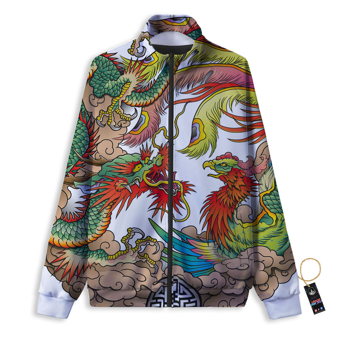 Phoenix And Dragon Japanese Tattoo Print Track Jacket-grizzshop