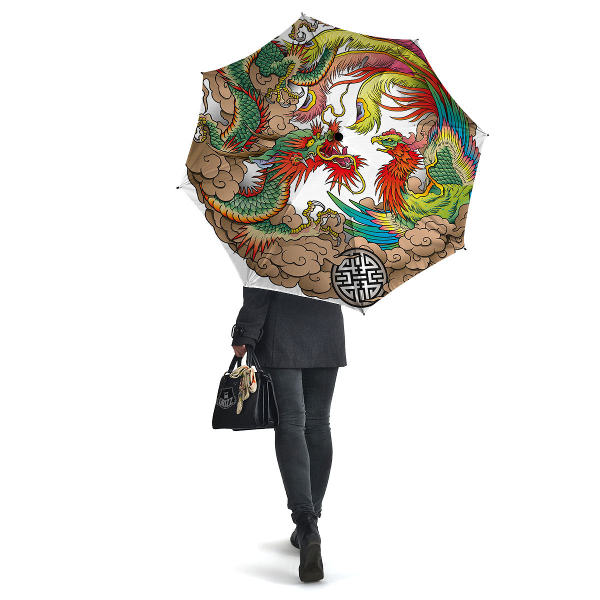 Phoenix And Dragon Japanese Tattoo Print Umbrella-grizzshop