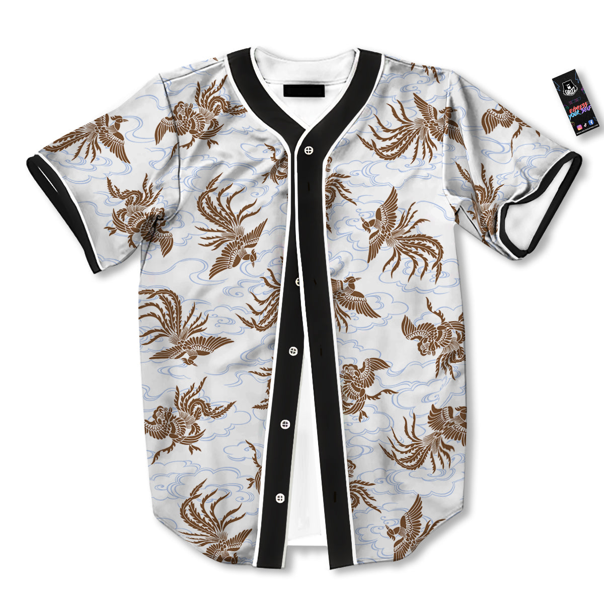 Phoenix Brown Print Pattern Baseball Jersey-grizzshop