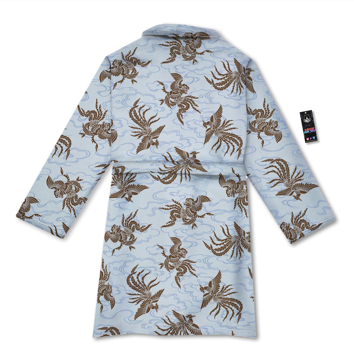 Phoenix Brown Print Pattern Bathrobe-grizzshop