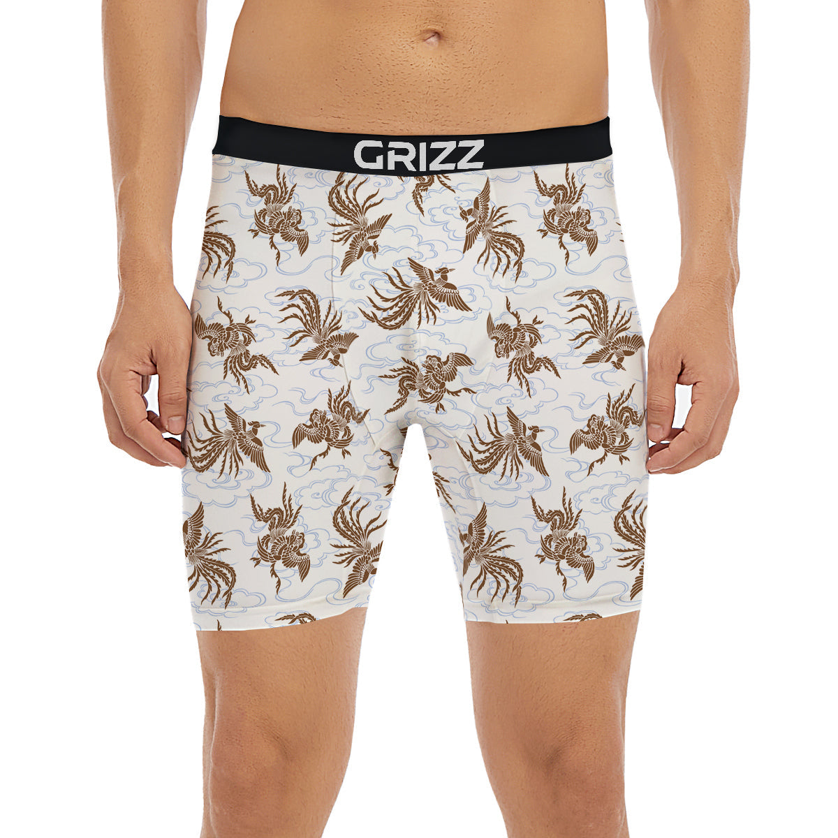 Phoenix Brown Print Pattern Boxer Briefs-grizzshop