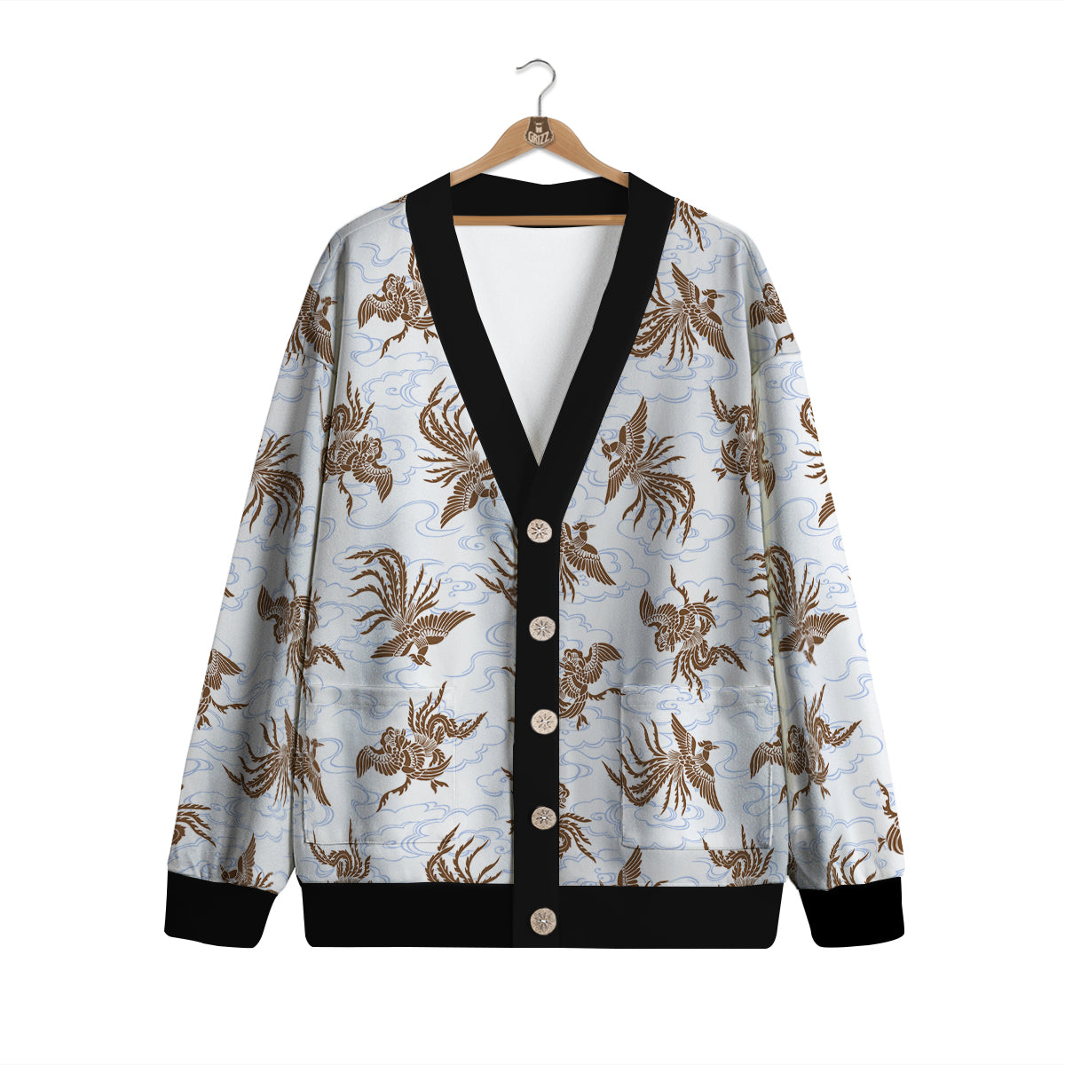 Phoenix Brown Print Pattern Cardigan-grizzshop