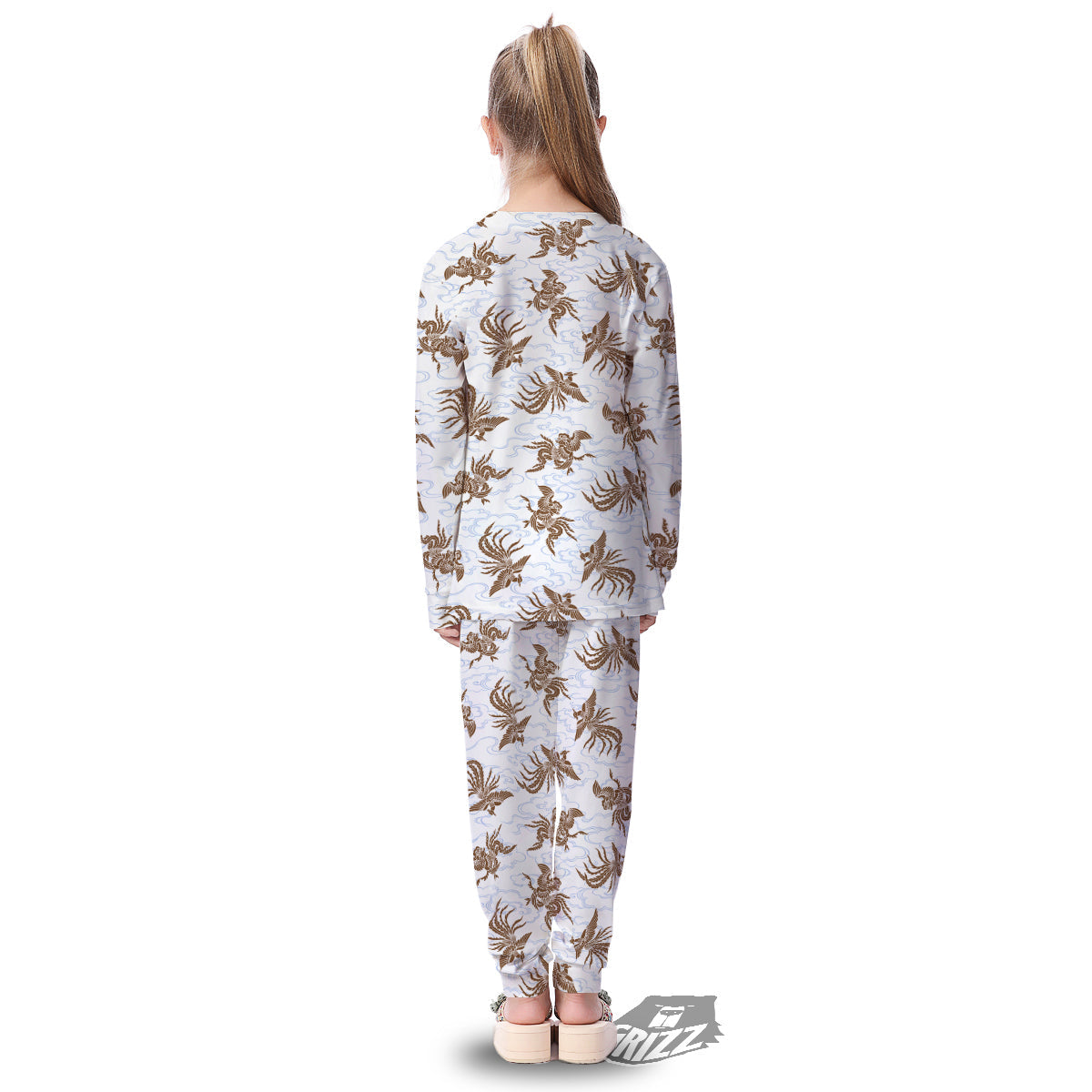 Phoenix Brown Print Pattern Kid's Pajamas-grizzshop