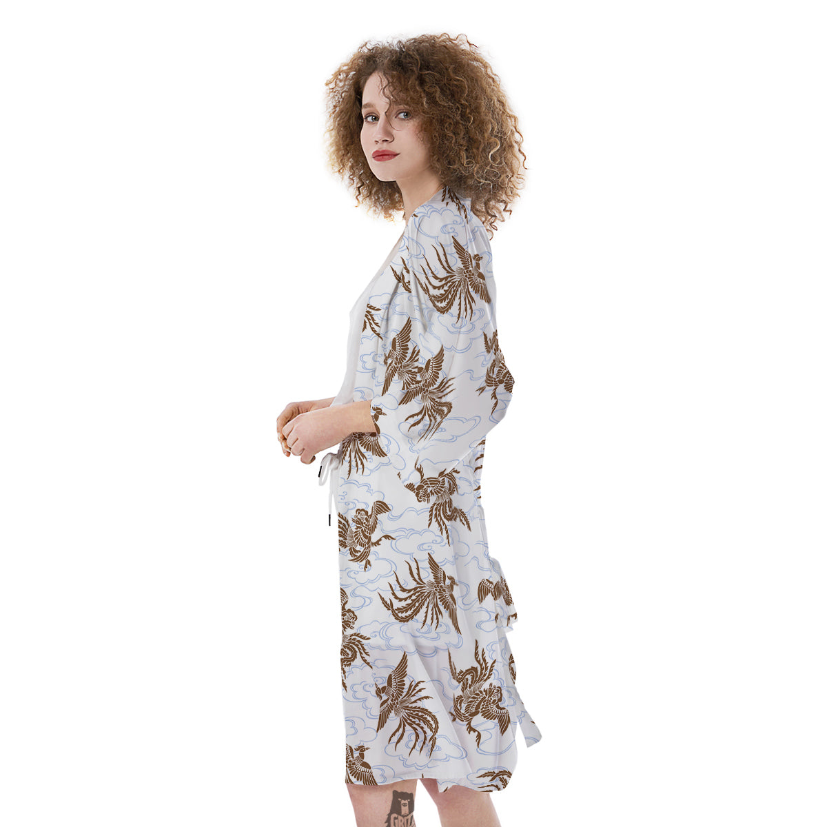 Phoenix Brown Print Pattern Kimono-grizzshop