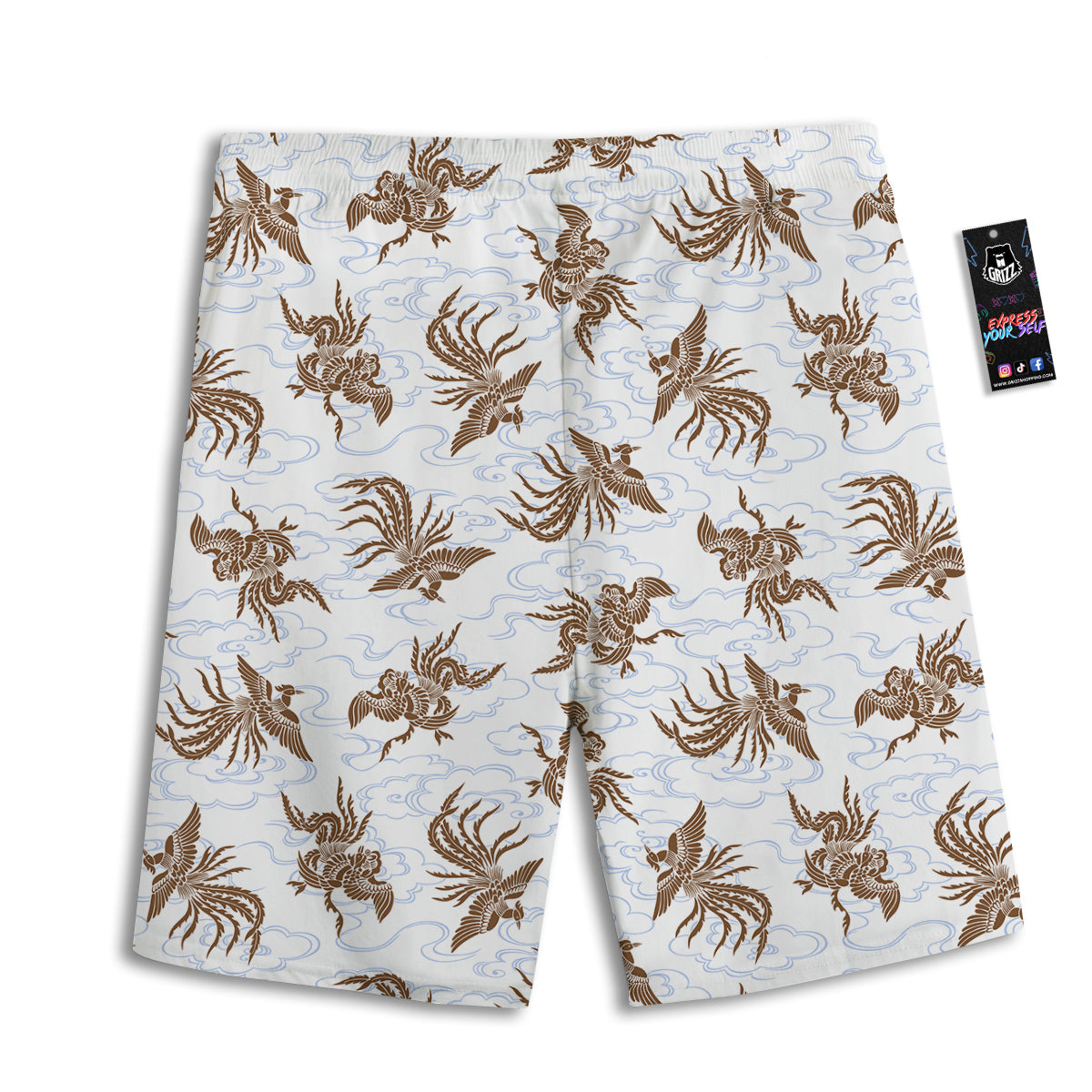 Phoenix Brown Print Pattern Men's Athletic Shorts