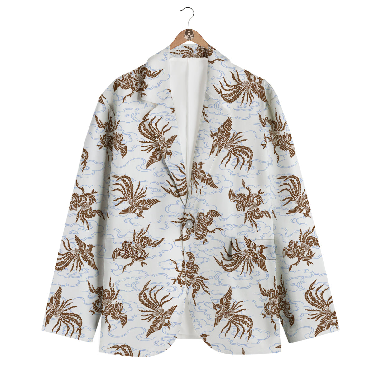 Phoenix Brown Print Pattern Men's Blazer-grizzshop