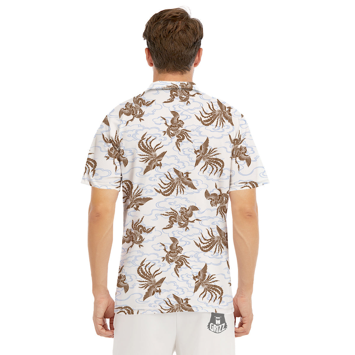 Phoenix Brown Print Pattern Men's Golf Shirts-grizzshop