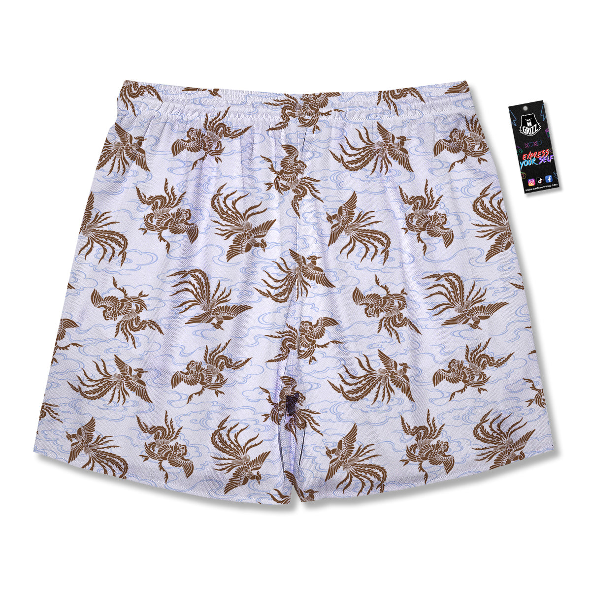 Phoenix Brown Print Pattern Men's Running Shorts-grizzshop