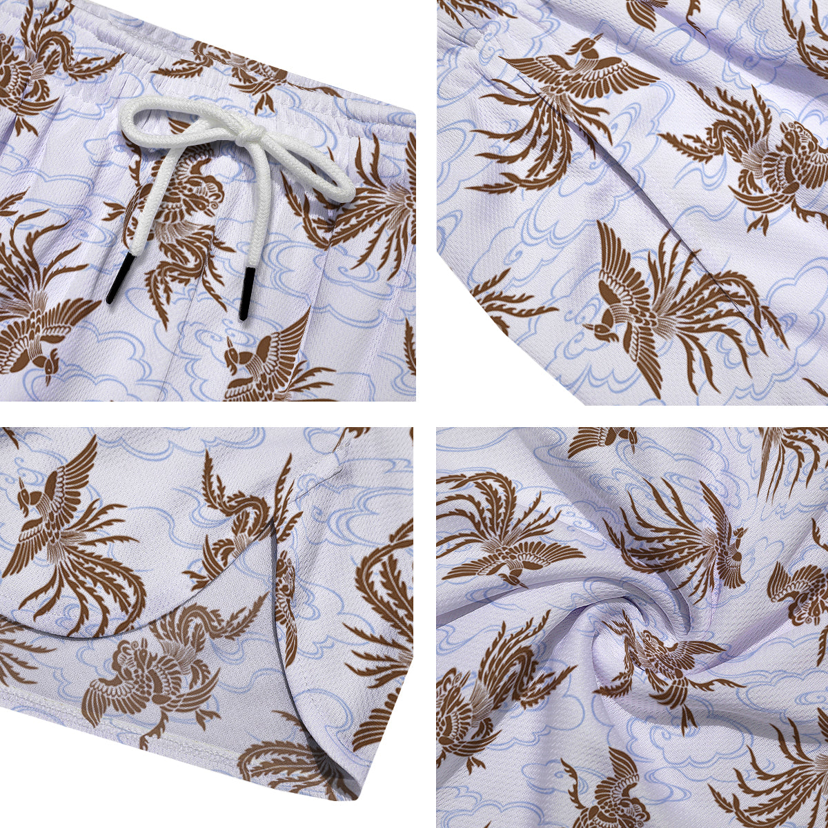 Phoenix Brown Print Pattern Men's Running Shorts-grizzshop