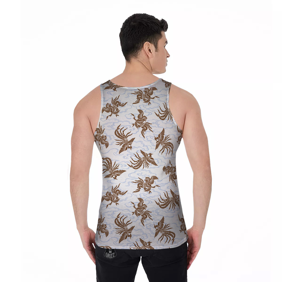 Phoenix Brown Print Pattern Men's Tank Top-grizzshop