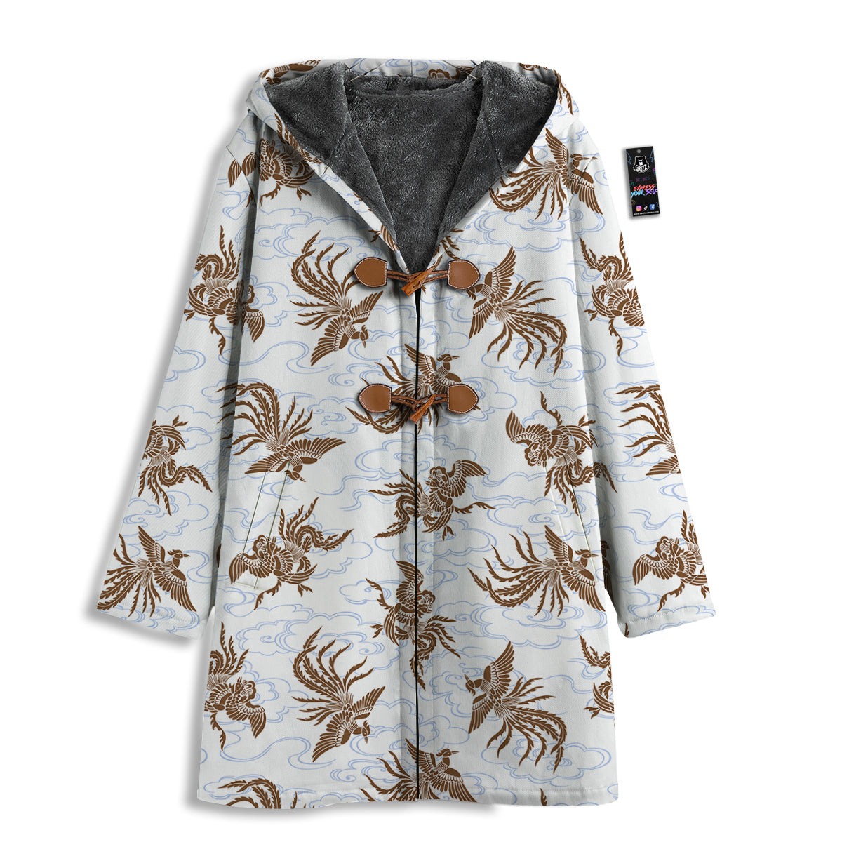 Phoenix Brown Print Pattern Men's Windbreaker Jacket-grizzshop