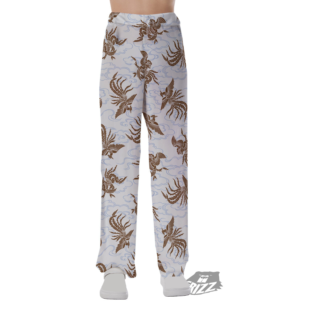 Phoenix Brown Print Pattern Pajama Pants-grizzshop