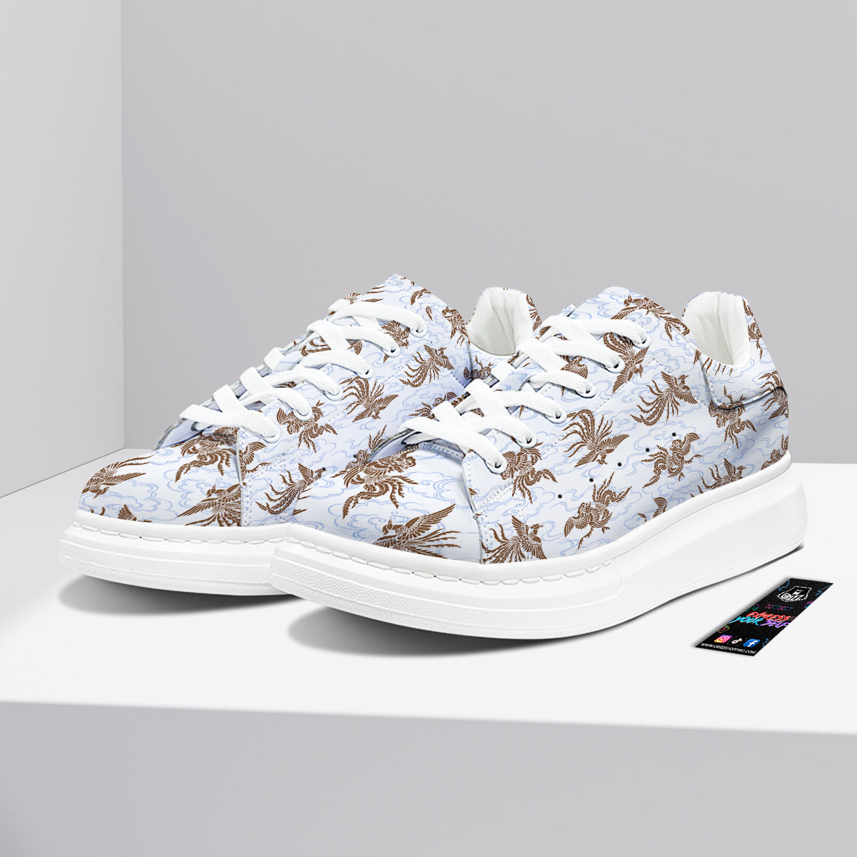 Phoenix Brown Print Pattern Platform Shoes-grizzshop