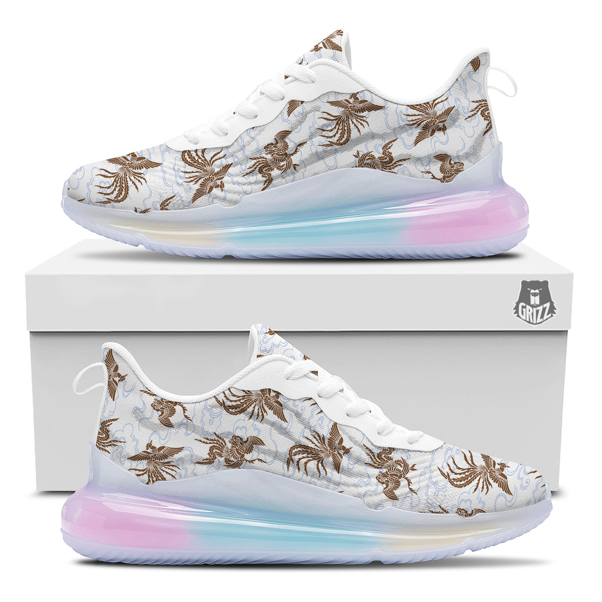 Phoenix Brown Print Pattern Running Sneakers-grizzshop