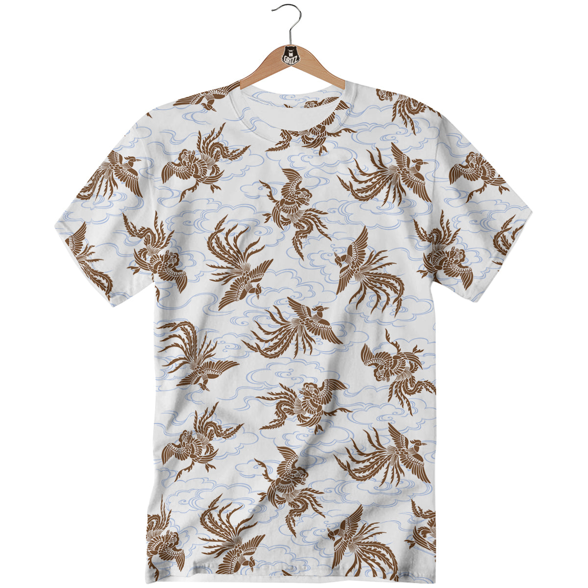 Phoenix Brown Print Pattern T-Shirt-grizzshop
