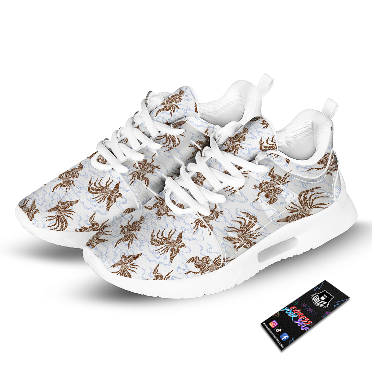 Phoenix Brown Print Pattern Tennis Shoes-grizzshop