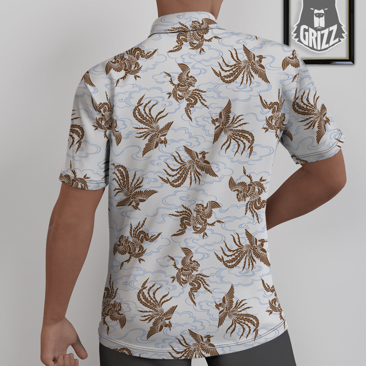 Phoenix Brown Print Pattern Untucked Shirts-grizzshop