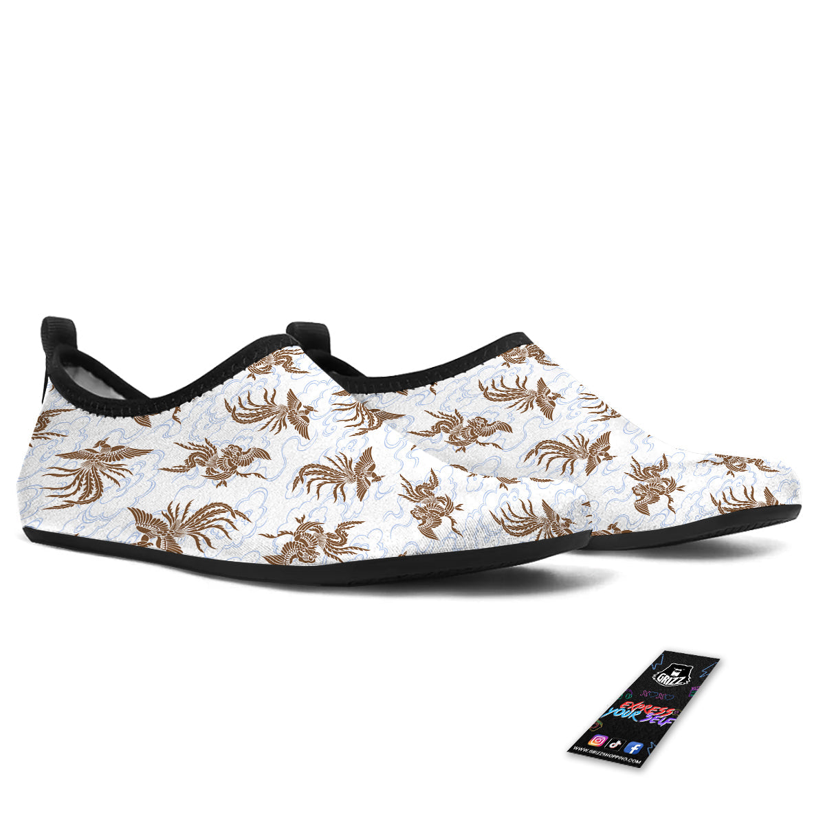 Phoenix Brown Print Pattern Water Shoes-grizzshop