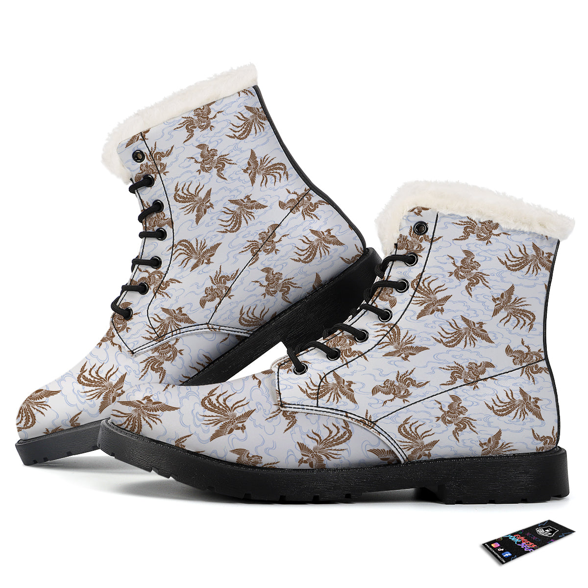 Phoenix Brown Print Pattern Winter Boots-grizzshop