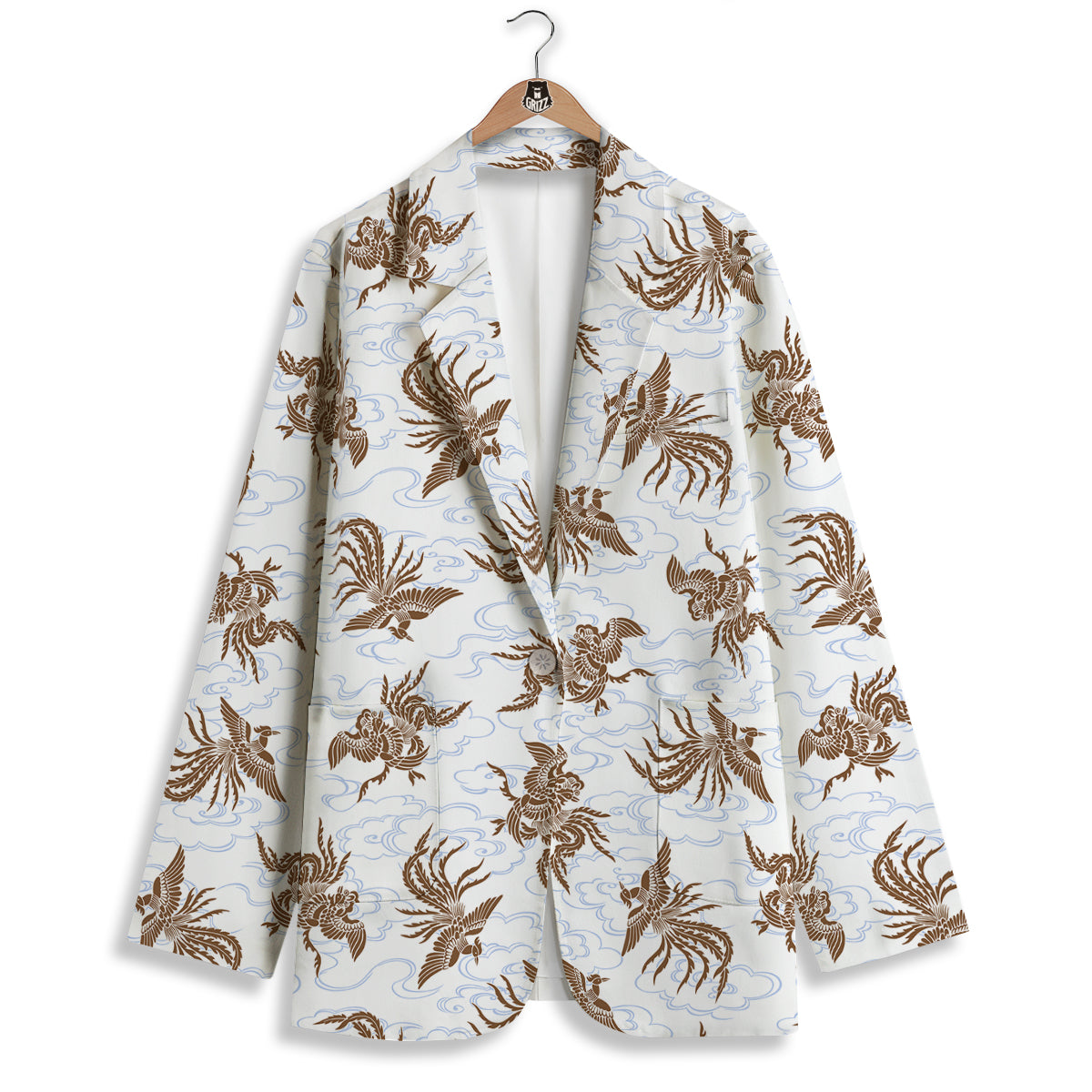 Phoenix Brown Print Pattern Women's Blazer-grizzshop