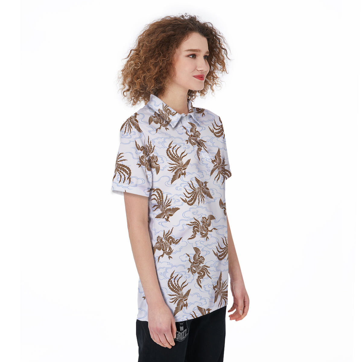 Phoenix Brown Print Pattern Women's Golf Shirts-grizzshop