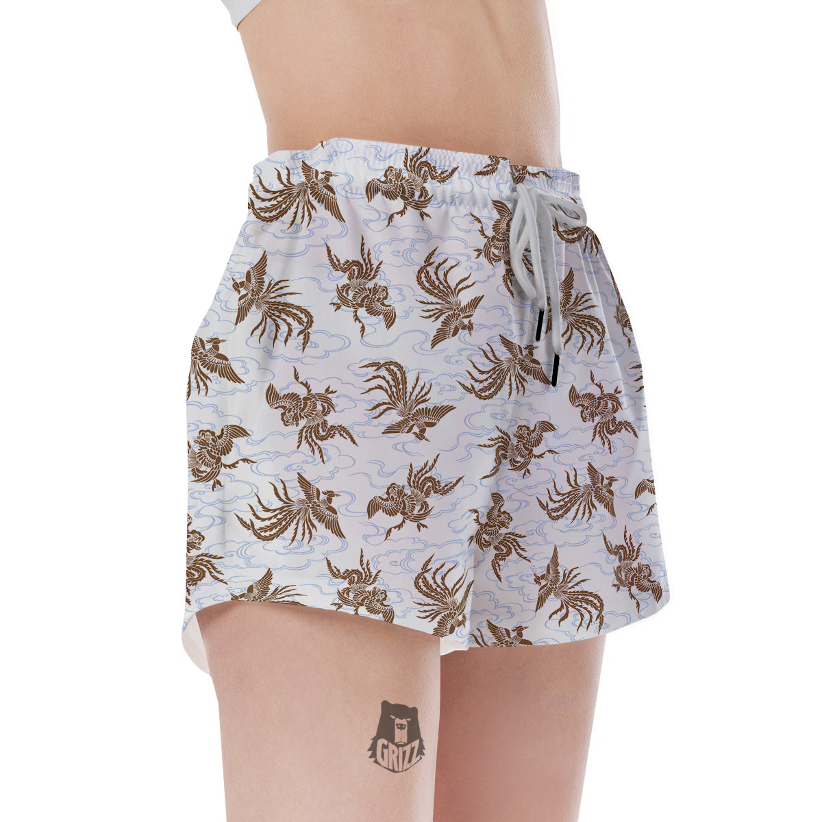 Phoenix Brown Print Pattern Women's Shorts-grizzshop