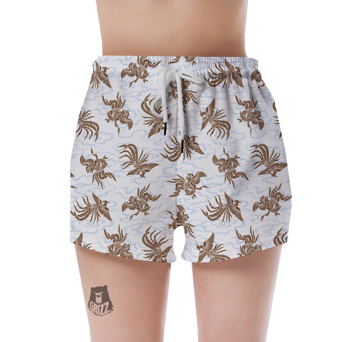 Phoenix Brown Print Pattern Women's Shorts-grizzshop