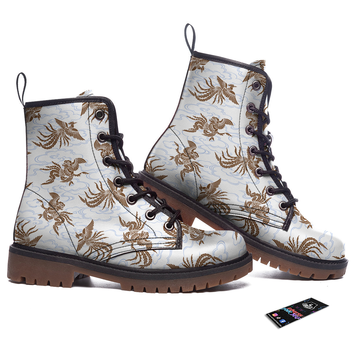 Phoenix Brown Print Pattern Work Boots-grizzshop