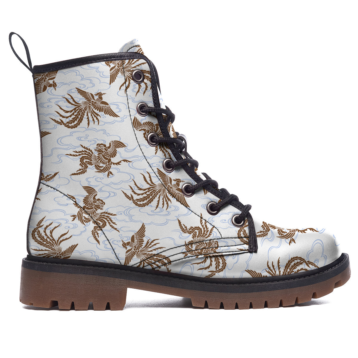 Phoenix Brown Print Pattern Work Boots-grizzshop