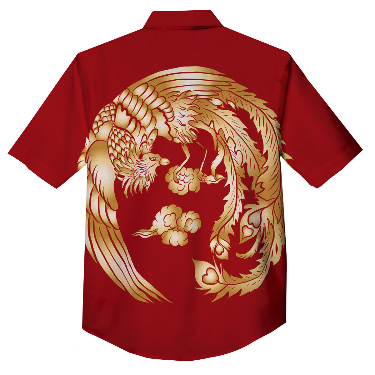 Phoenix Chinese Print Button Up Shirt-grizzshop