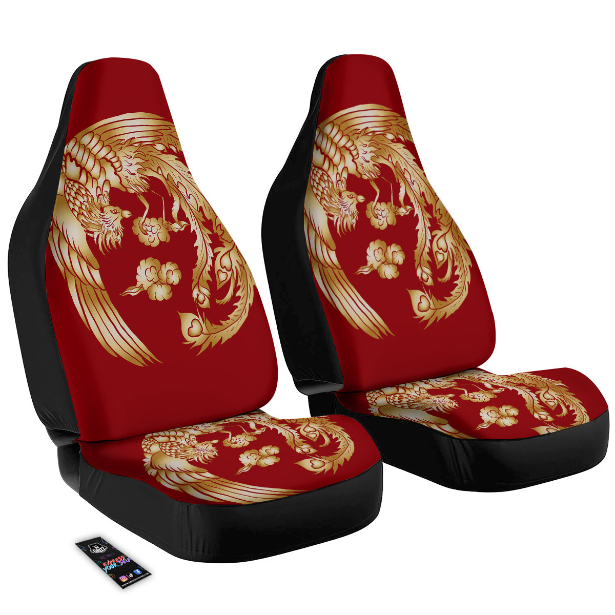Phoenix Chinese Print Car Seat Covers-grizzshop