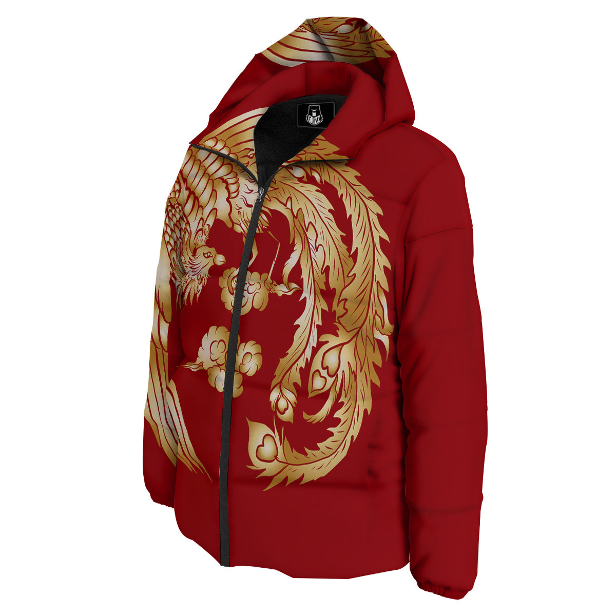Phoenix Chinese Print Down Jacket-grizzshop