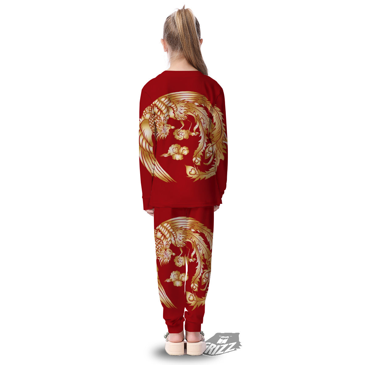 Phoenix Chinese Print Kid's Pajamas-grizzshop