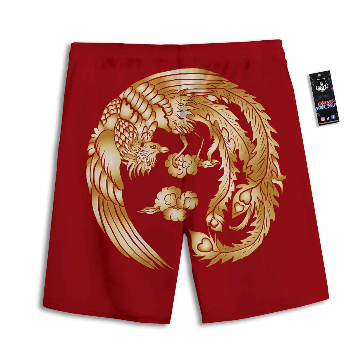 Phoenix Chinese Print Men's Athletic Shorts