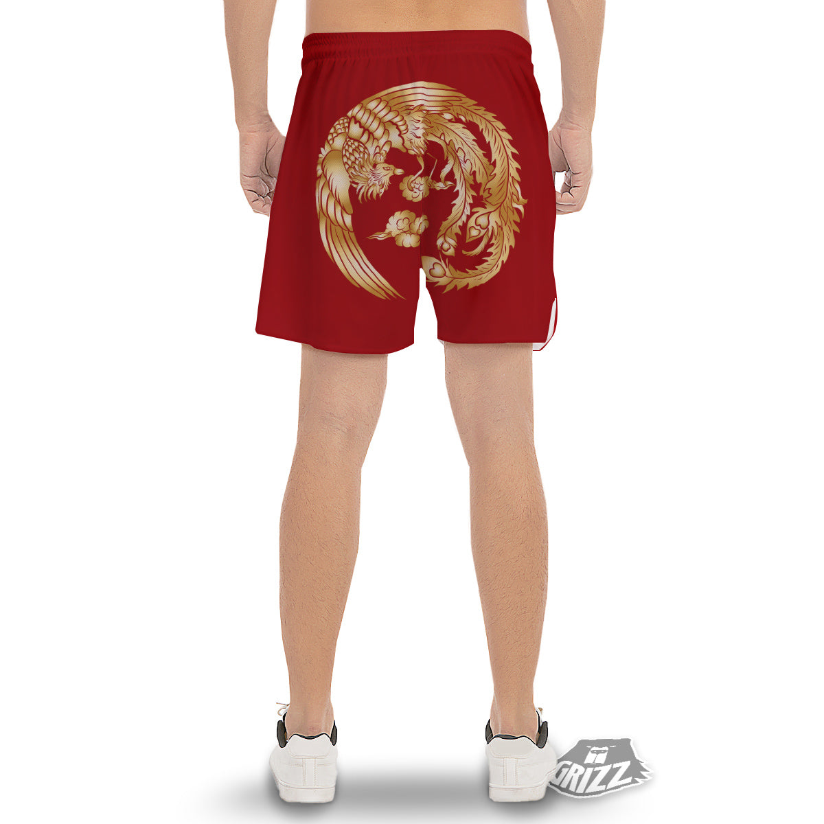 Phoenix Chinese Print Men's Gym Shorts-grizzshop