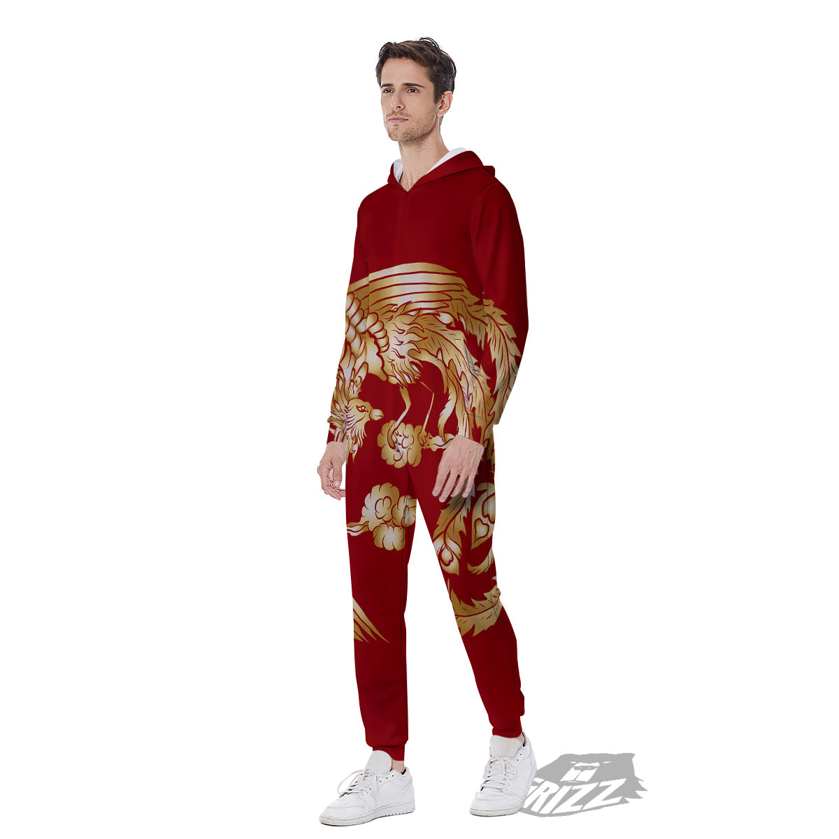 Phoenix Chinese Print Men's Jumpsuit-grizzshop