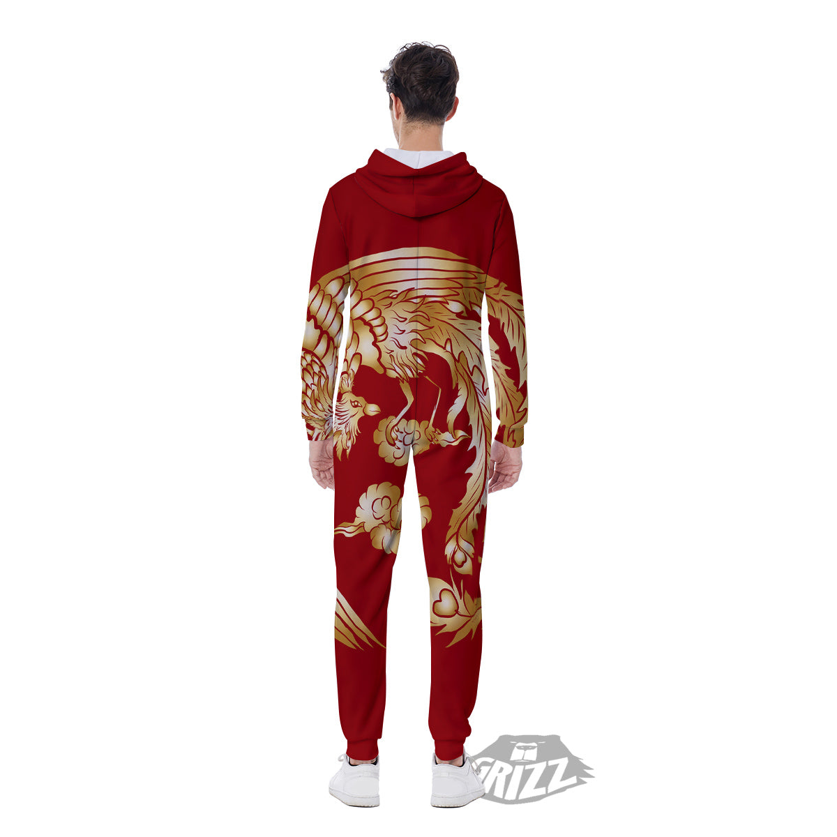 Phoenix Chinese Print Men's Jumpsuit-grizzshop