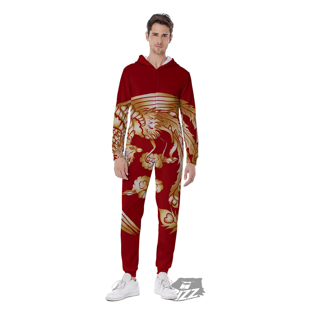 Phoenix Chinese Print Men's Jumpsuit-grizzshop