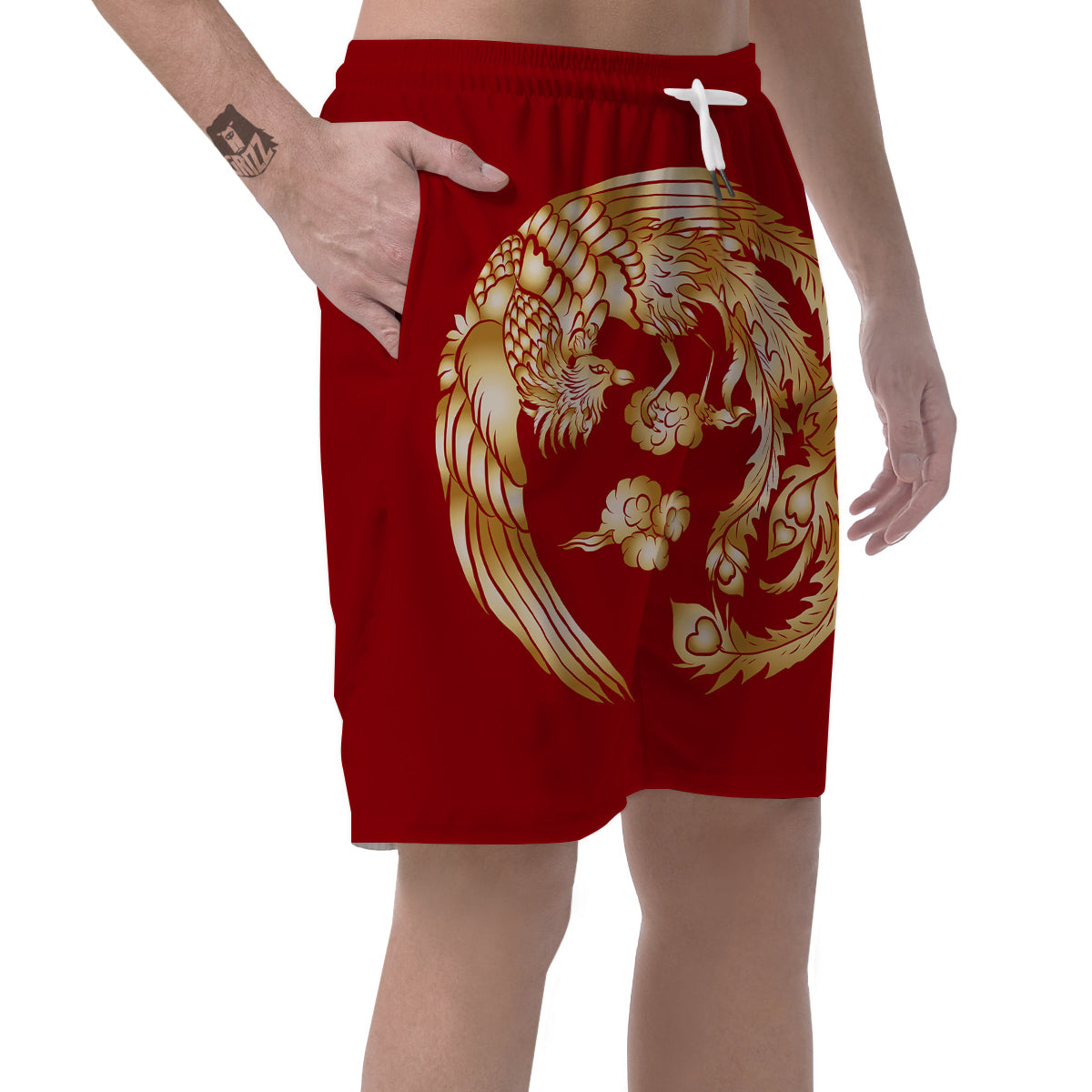 Phoenix Chinese Print Men's Shorts-grizzshop