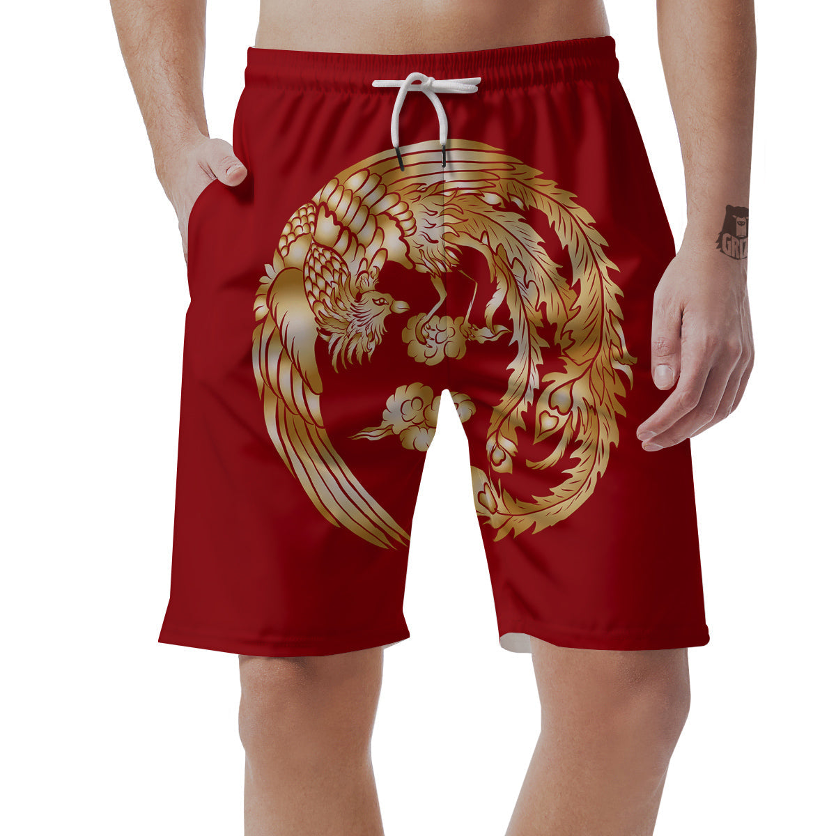 Phoenix Chinese Print Men's Shorts-grizzshop