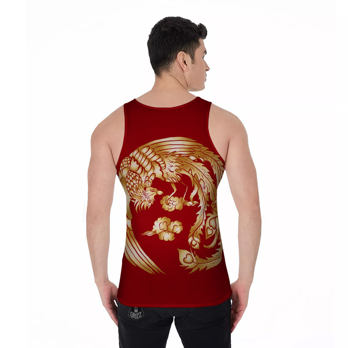 Phoenix Chinese Print Men's Tank Top-grizzshop
