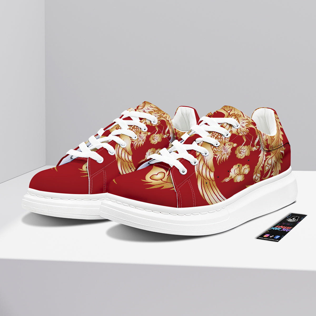 Phoenix Chinese Print Platform Shoes-grizzshop
