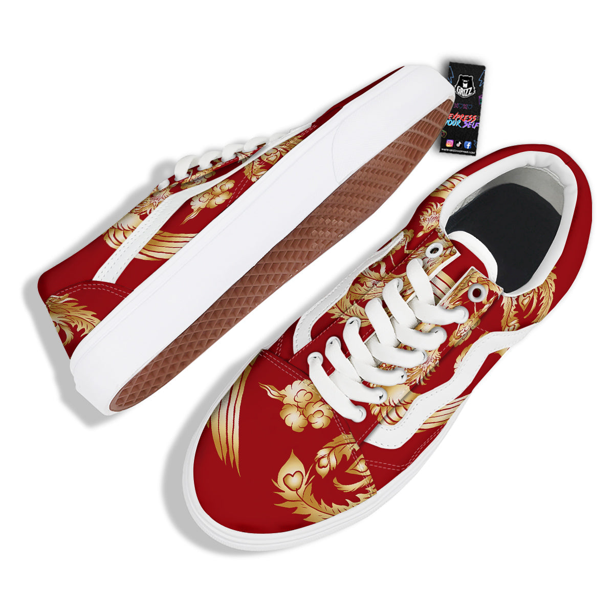 Phoenix Chinese Print Skate Shoes-grizzshop