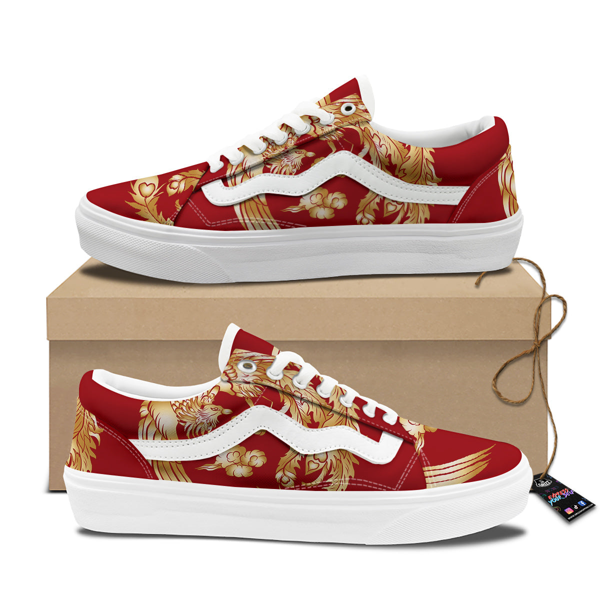 Phoenix Chinese Print Skate Shoes-grizzshop